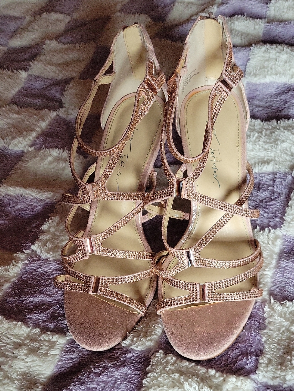 Betsey Johnson Rose Gold Strappy Heeled Sandals